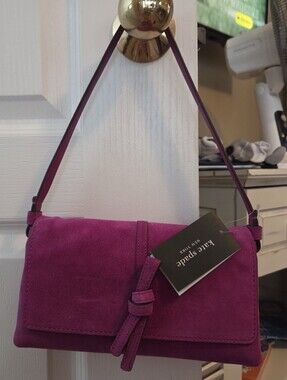 kate spade fuchsia suede knotted shoulder bag